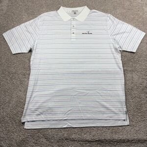 Peter Millar Crown Ease XXL Polo Shirt White Striped Arcadia Bluffs Golf Mens